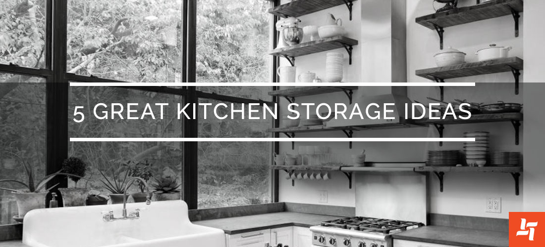 5 Great ?Kitchen Storage Ideas header with kitchen and shelving units